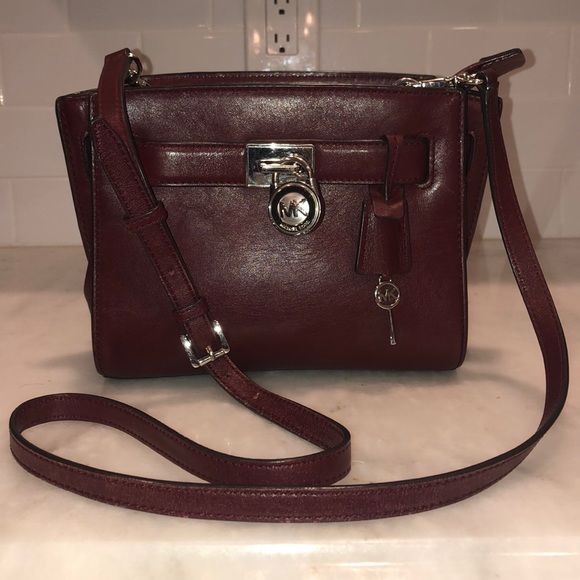 Michael Kors Handbags - Michael Kors Burgundy Mini Hamilton Crossbody